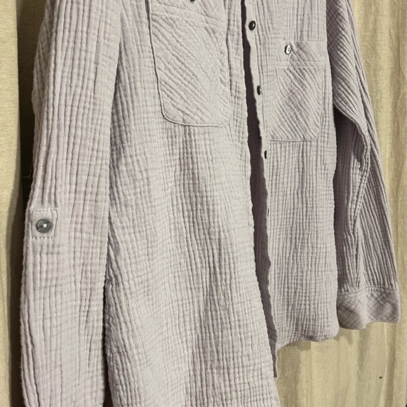 🤍 1. State Lavender Gauze Button Up Long Sleeve Top - Picture 3 of 4